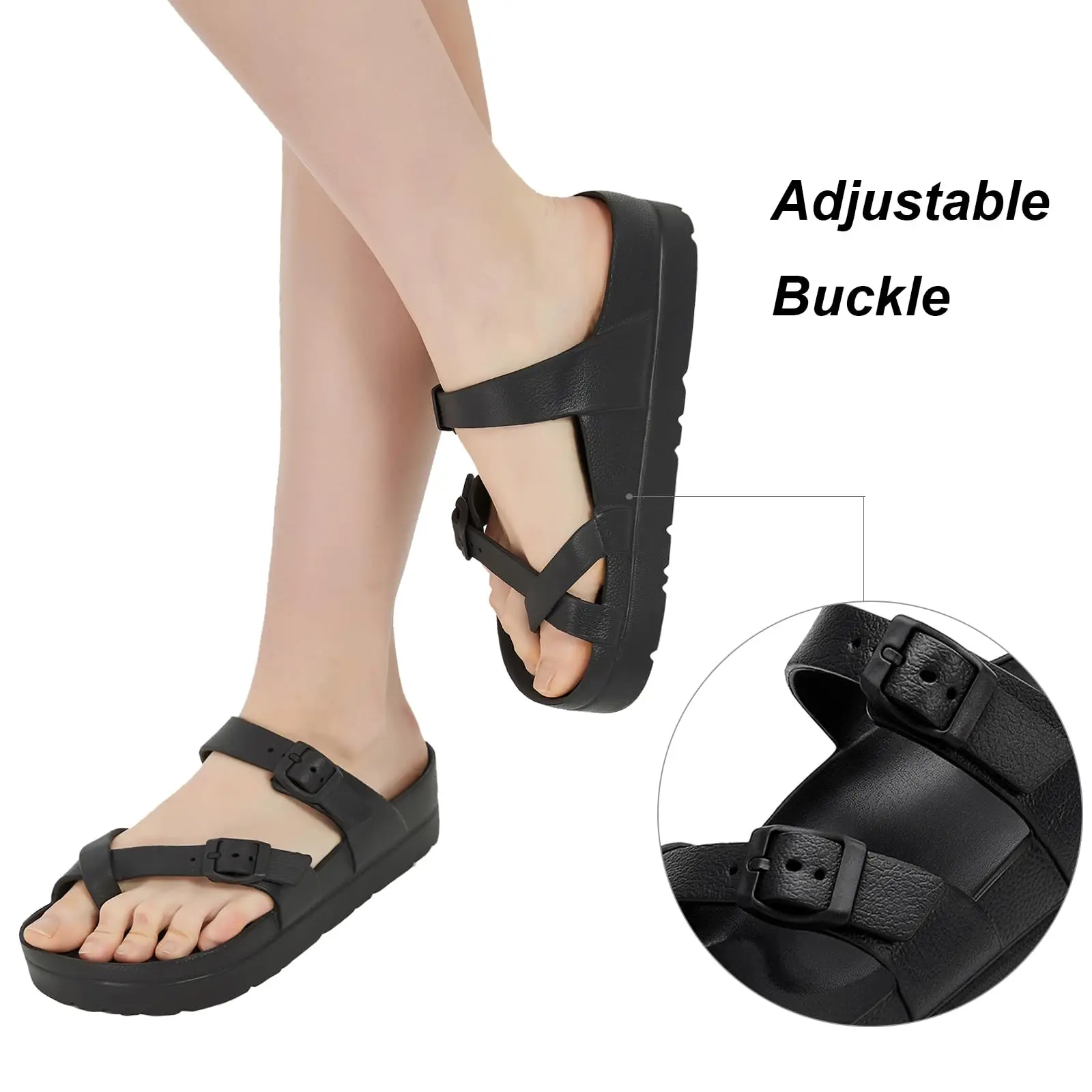 Smile PoP Damen Plateausandalen Sommer Strand Wasserdichte Sandalen Mode Fußgewölbeunterstützung Kissen Slides Weiches Licht EVA Flache Schuhe – Detail 10