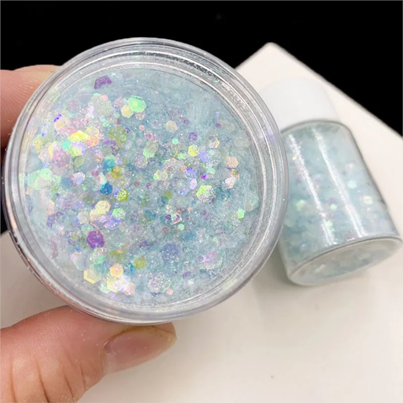 20g/bottle Mixed Mermaid Laser Nail Glitter Powder Hexagon Irregularity Illusory Color Nail Sequins For Lady Shiny Nail Manicure