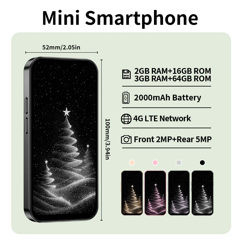 ONEMYTH M17 Pro 4G Mini Smartphone 4.0-inch 3GB RAM 64GB ROM Dual SIM WIFI Type-C Android Phone Play Store
