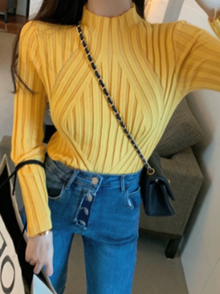 سترة علوية مخططة بقصة ضيقة للنساء سترة محبوكة غير رسمية للخريف والشتاء #2