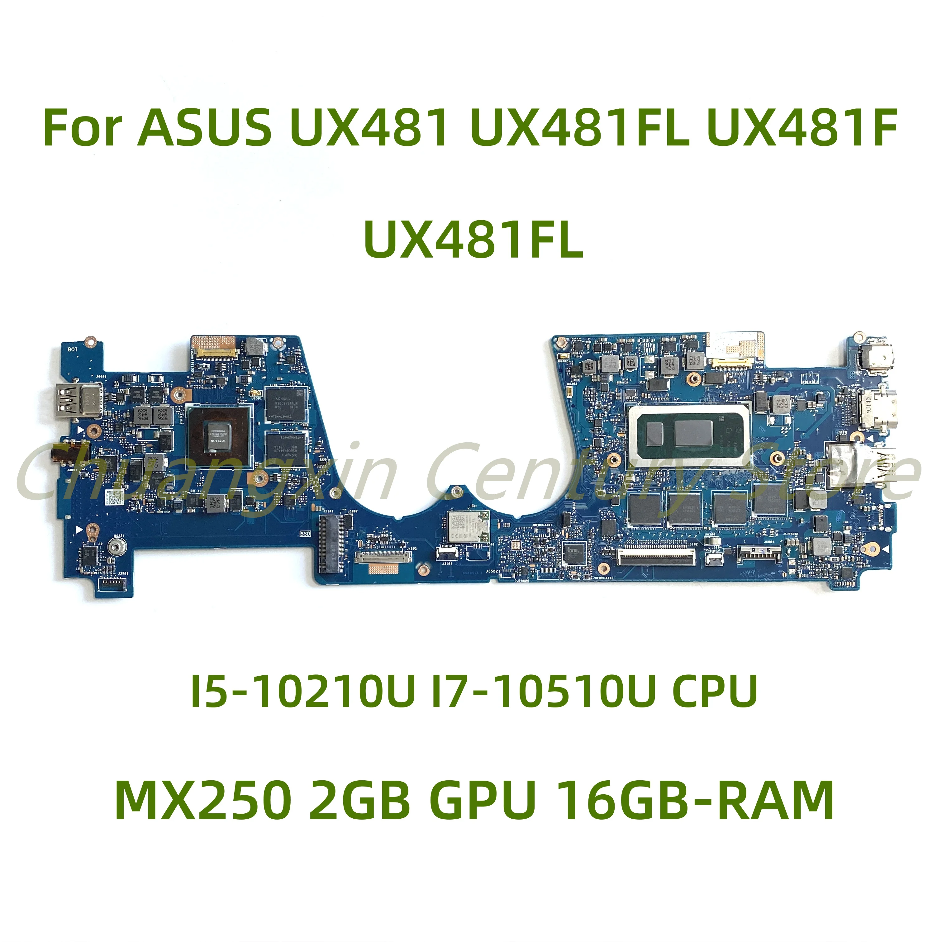 For ASUS Zenbook Duo UX481 UX481FL UX481F UX481FLY UX4000 Laptop motherboard UX481FL with I5 I7 CPU MX250 16GB-RAM 100% Tested