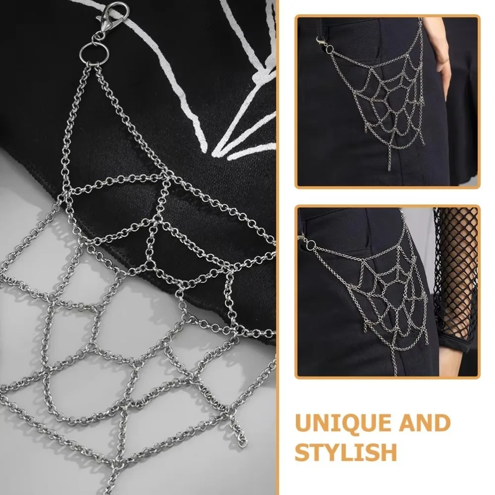 

Punk Metal Spider Web Waist Chain for Women Men Hip-Hop Harajuku Goth Jeans Key Chain Body Jewelry Gift Halloween Accessories