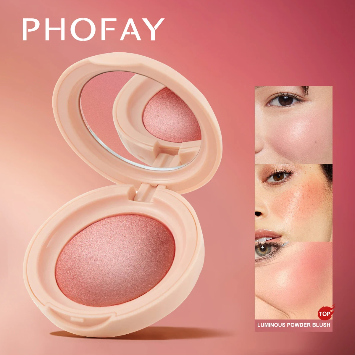 Rubor monocromático mate vitalidad chica maquillaje desnudo colorete mezclado natural polvo al horno impermeable a prueba de sudor brillo mejillas Rouge