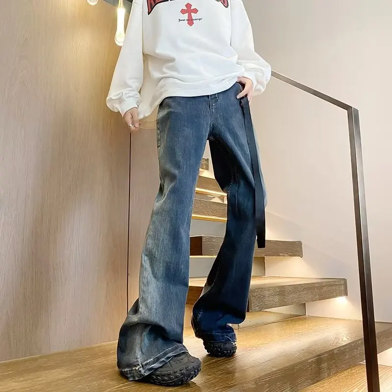 American Jeans Men's Autumn New Arrival Loose Mid-waist Full Length Pants Casual Fashion High Street Retro Male Denim Pants