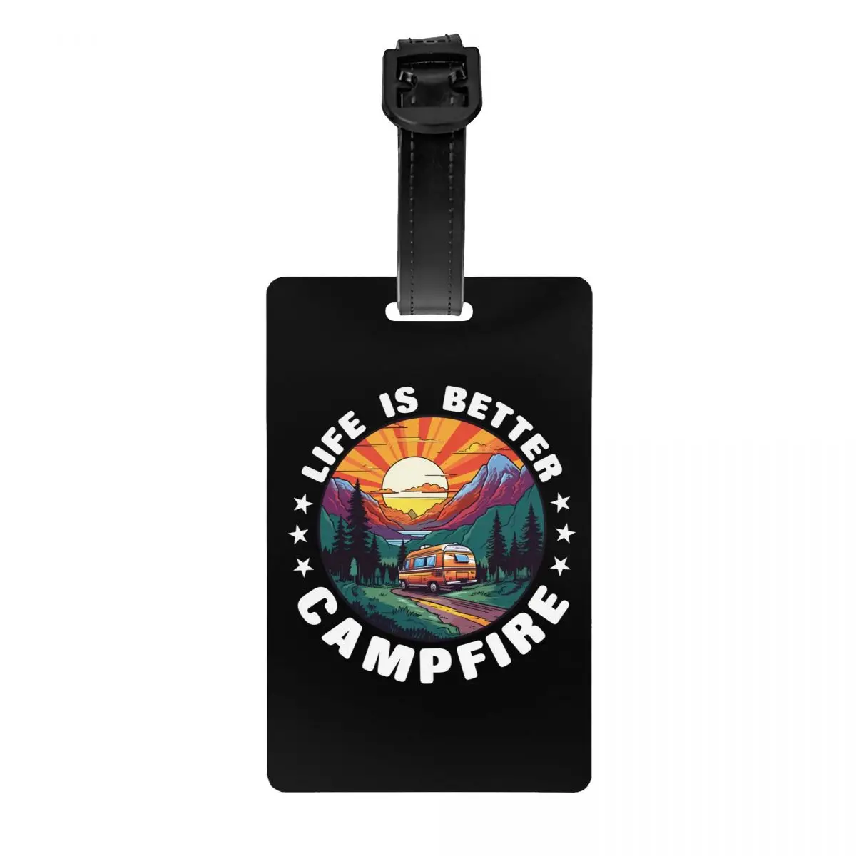 Custom Mountain Campers Adventure Camping Luggage Tag Privacy Protection Baggage Tags Travel Bag Labels Suitcase