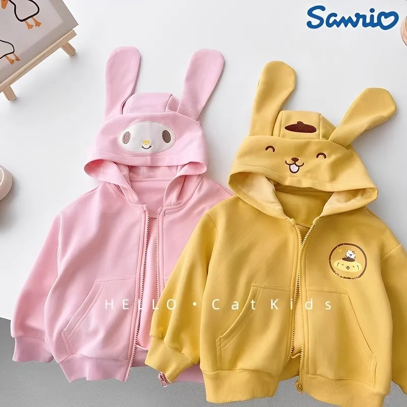 2023 Sanrio Cinnamon Kuromi tops Girls Cute Cartoon Zip-up Long-sleeved Spring Jacket Outwear Tops Cotton Autumn Birthday Gift