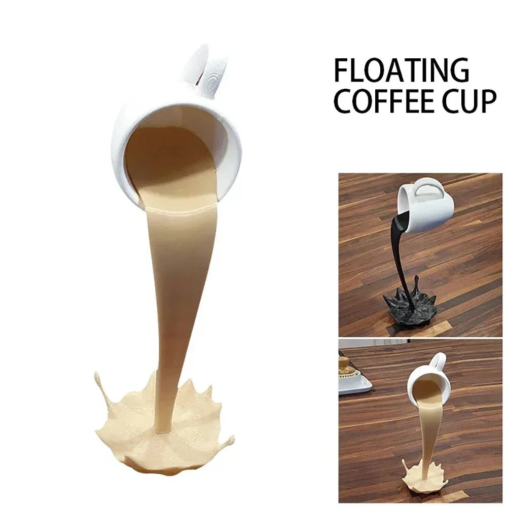 Drijvende koffiemok Art Sculpture Office Home Kitchen Decor Standbeeld Craft Spill Magic Pour Liquid Splash Resin Standbeeld Koffiemok