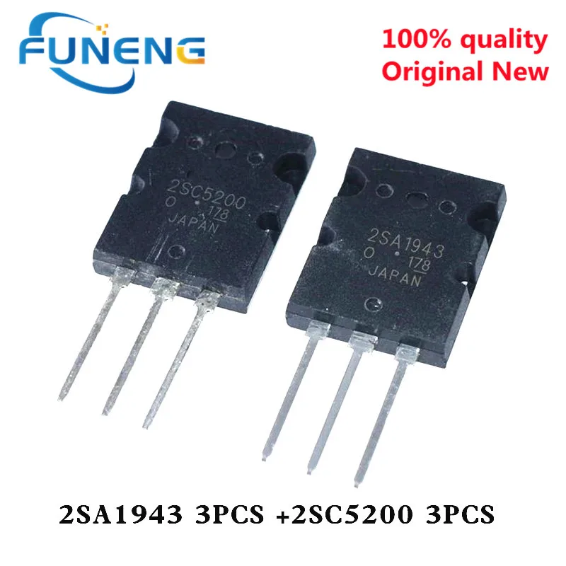 2SA1943 3PCS +2SC5200 3PCS Power transistor large chip TO-264 1943 5200