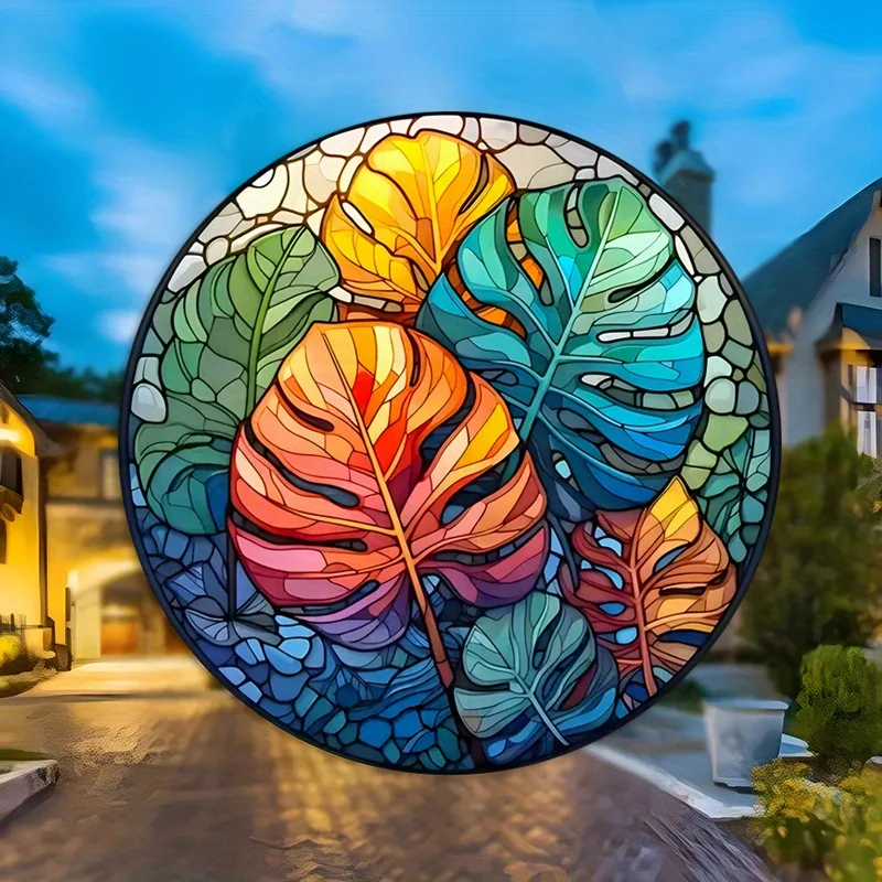 ملصقات كهروستاتيكية خضراء للنباتات الاستوائية ، زينة زجاجية للنوافذ مقاومة للماء ، لا شارات فينيل لاصقة ، ديكور منزلي ، رقم 87