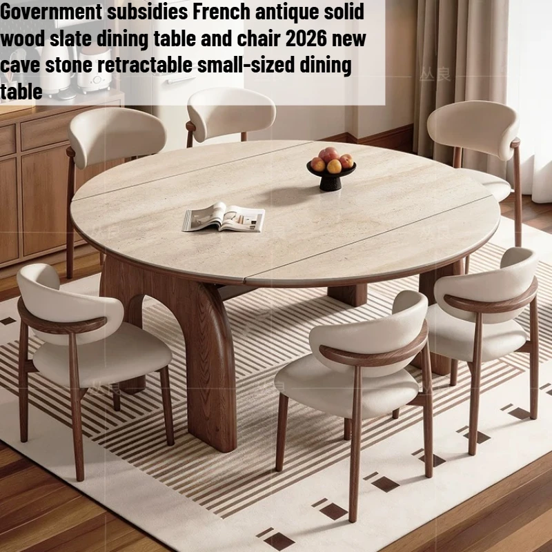 Solid Wood Extendable Dining Table Round Coffee Home Center Dining Table Vintage Cuisine Mesa De Comedor Furniture Clearance
