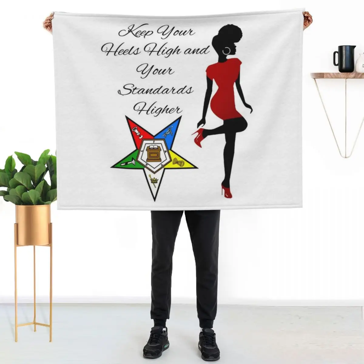 OES Keep Your Head High Order Of The Eastern Star Logo Sistar Freemason Throw Blanket Flannel Fleece Soft Warm Throw Blanket