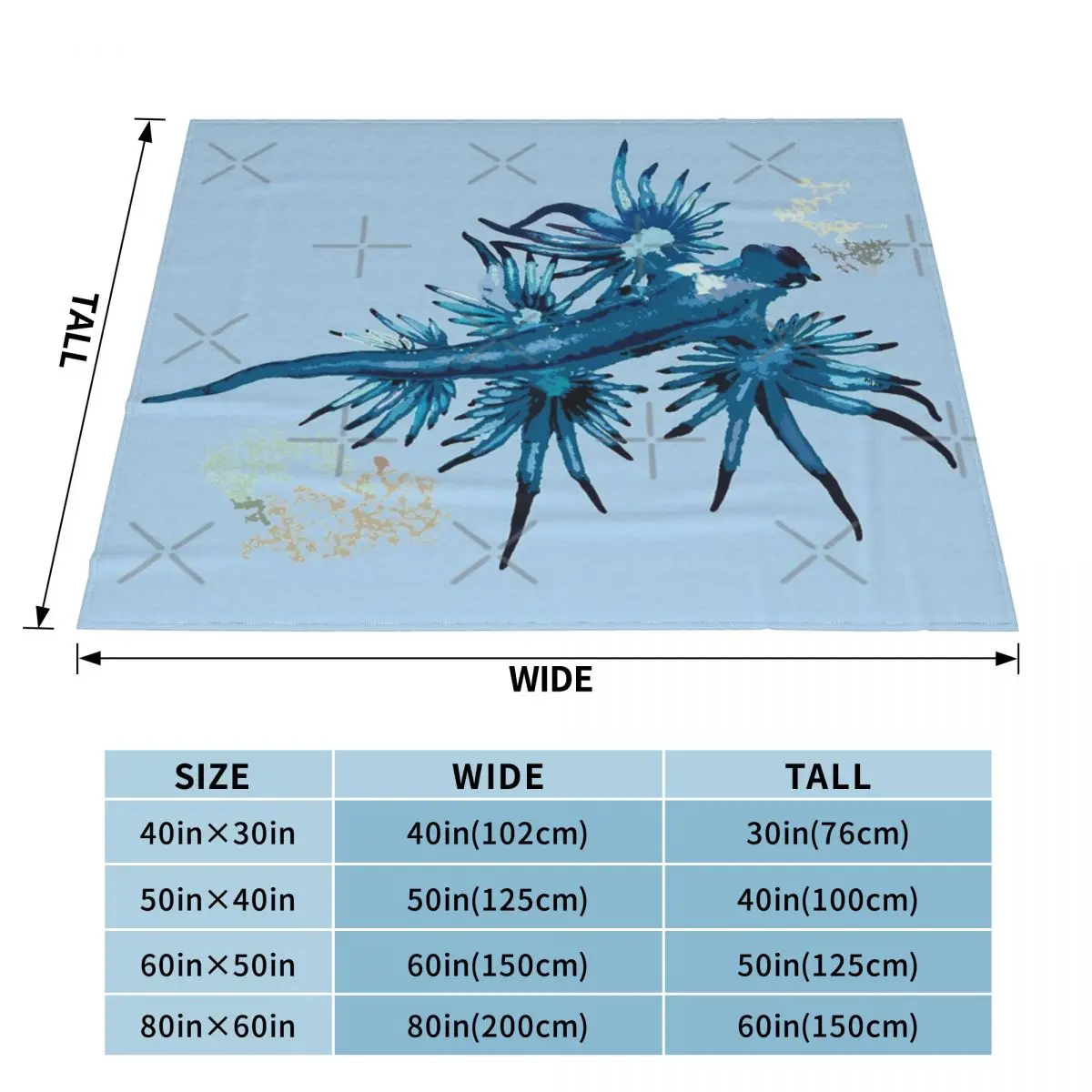 Blue Dragon,Glaucus Atlanticus Sea Slug Blanket Bedspread On The Bed Travel Blanket Queen Bed Baby Blanket