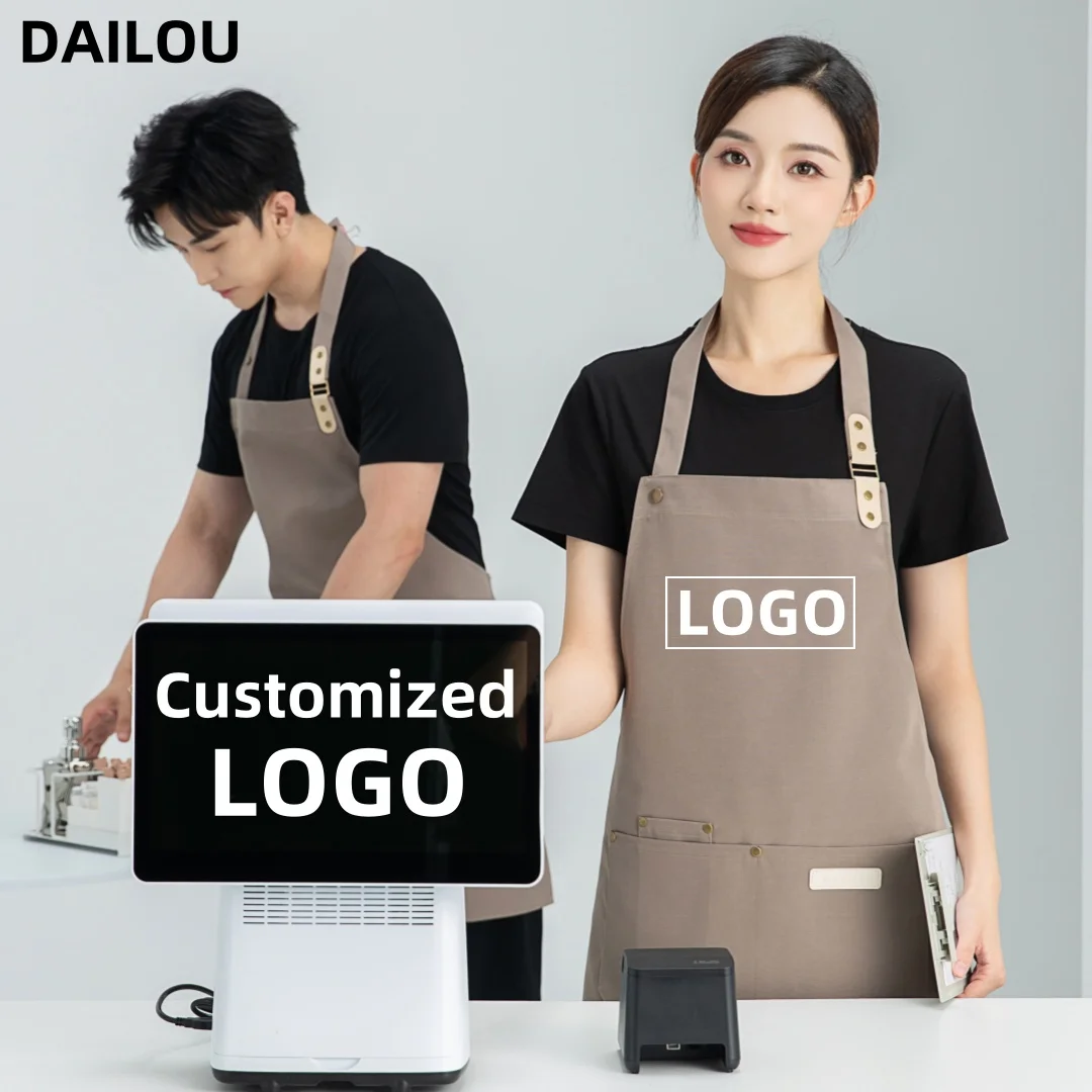 

Customized apron with personalized logos for men and women, kitchen chef, baking and cleaning, restaurant salon, waterproof bib