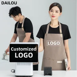 Customized apron with personalized logos for men and women, kitchen chef, baking and cleaning, restaurant salon, waterproof bib