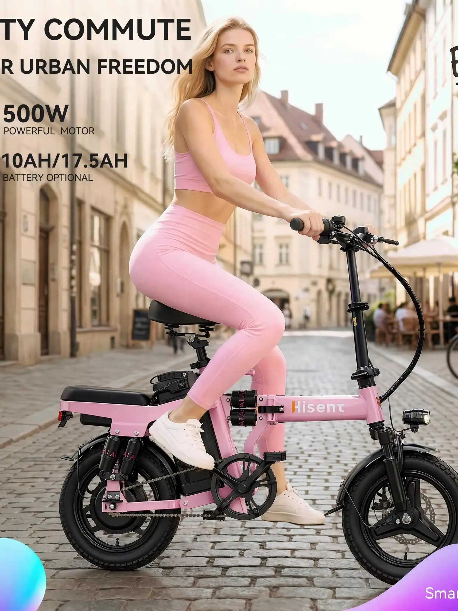 Electric folding bicycle, 14 inches, 500W motor, 48V 10AH/17.5AH batteries available in different configurations, various model
