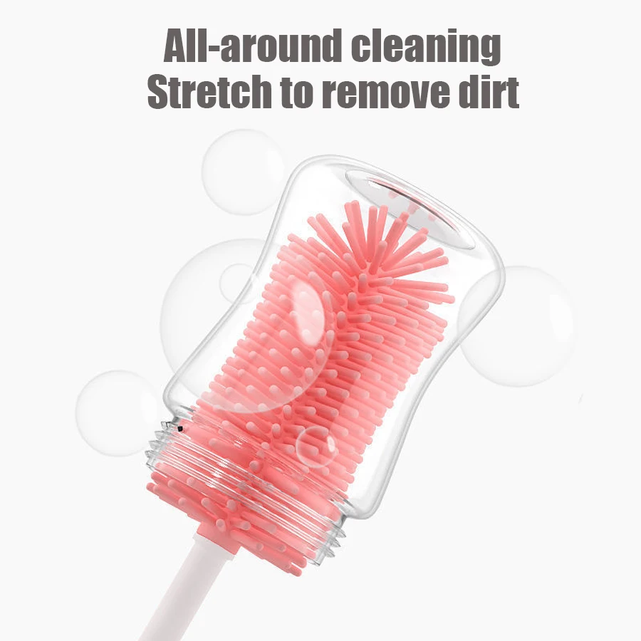 360 Degree Portable Silicone Cleaning Brush Set - Soft polypropylene handles for gentle scrubbing and easy cleaning,space saving