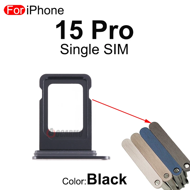 1Pcs/Lot For iPhone 15 Pro SIM Card Tray Holder Slot Drawer Single Dual Replacement Part Black White Blue Titanium Color