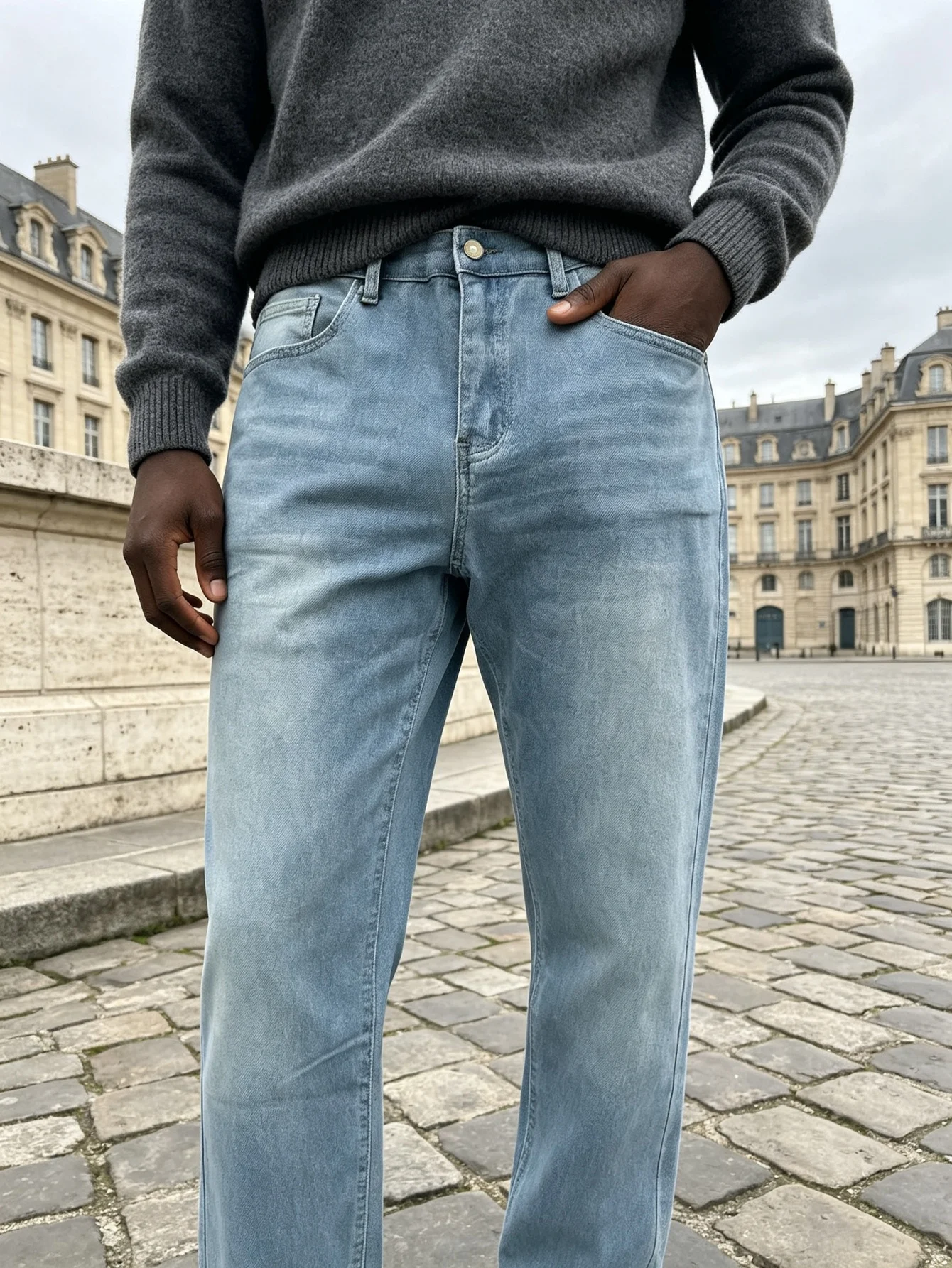 Pale Vintage Wash Y2K Trendy American Street Straight Oversized Denim Trousers Elastic Adjustable Waist Skate City Outfit, Nice