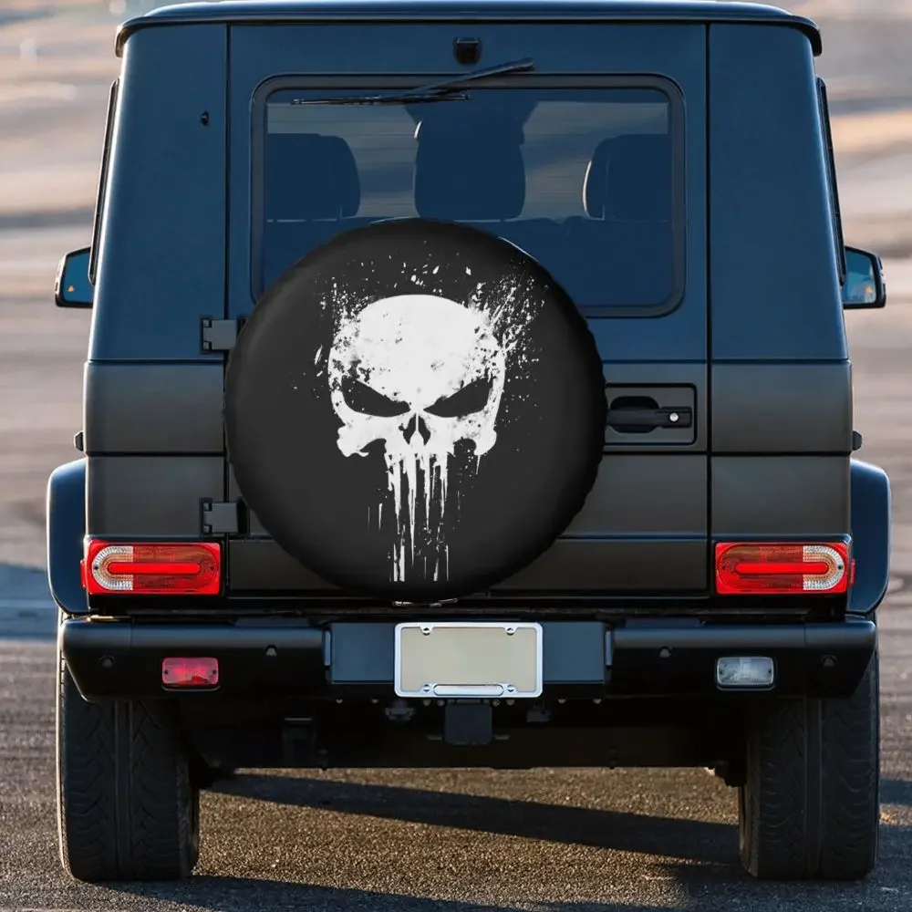 Skelett-Totenkopf Ersatzrad-Reifenabdeckung Tasche für Jeep Pajero, Robuste Metall-Staubschutzhülle, Fahrzeugzubehör – Detail 7