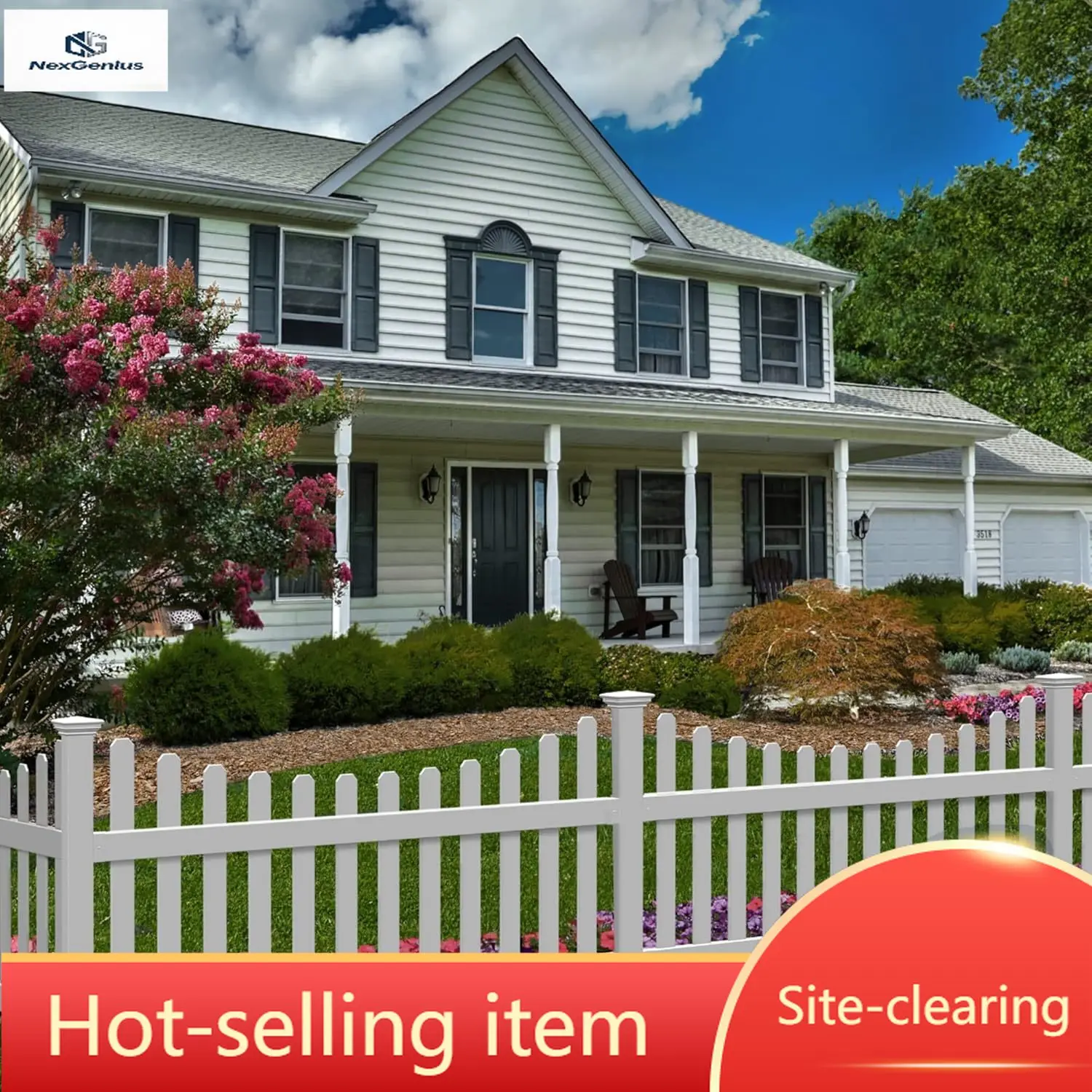 

Комплект забора WamBam All American Scallop Top (1 панель + 1 столб), 107 см (В) x 183 см (Ш), без необходимости копания, белый виниловый забор-штакетник, простая установка на улице