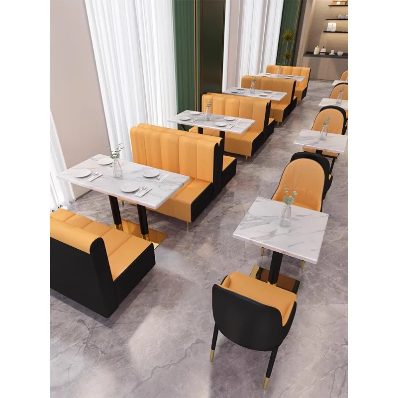 Cafe Chair Commercial Western Restaurant Table Dessert Burger Shop Card Seat Sofa Stool Dining Canteen Table and Chair Combinati