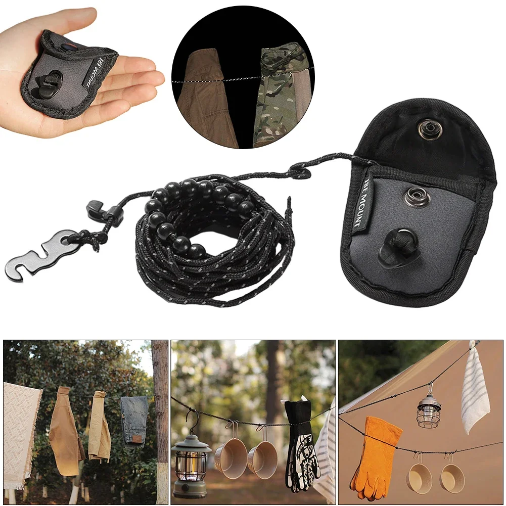 

3/6M Camping Stretch Clothesline With 12 Clips Windproof Travel Clothesline Elastic Laundry Clothes Line for Hotel Trip Cruise