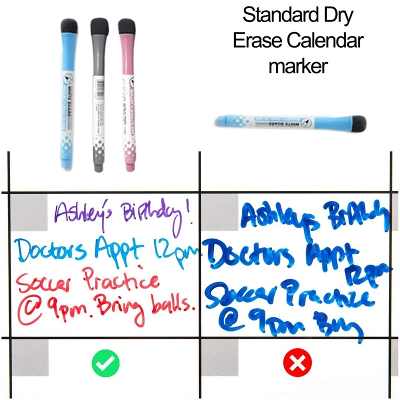 Magnetic Dry Erase Whiteboard Calendar For Refrigerator With 3 Pens And Large Eraser,For Notes Weekly Planning Drawing