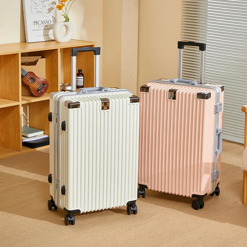 20/22/24/26 بوصة الألومنيوم الإطار الأمتعة حقيبة السفر مقبض حقيبة أمتعة للرجال والنساء مع عجلات عجلات عالمية