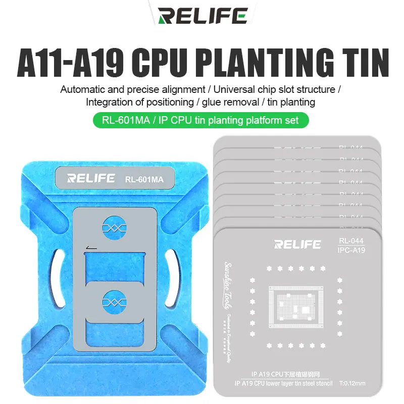 

RELIFE RL-601MA IP CPU Tin Planting Platform Set for A11-A19 Automatic and Precise Alignment Planting Tin Template Fixture