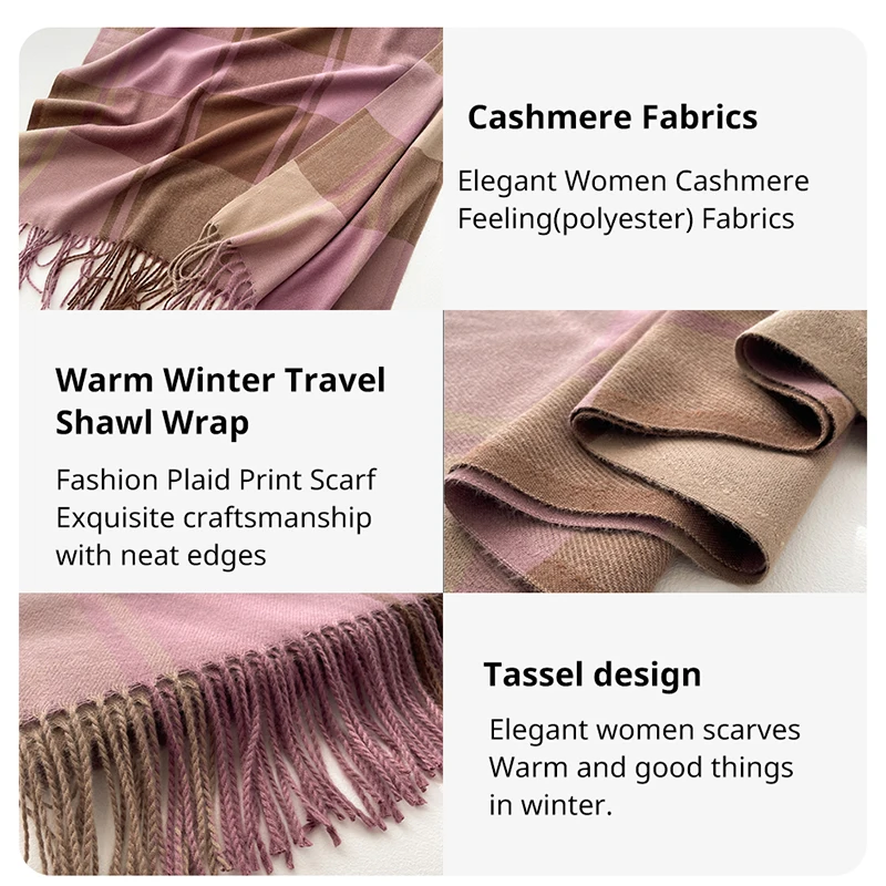 Warm Cashmere Blanket Women Travel Winter Scarf Fashion Plaid Pashmina Thick Shawl Wraps With Tassel Casual Bufanda Poncho New