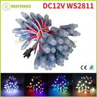 50 pcs/lot 12mm WS2811 2811 IC RGB Led Module String Waterproof DC12V Digital Full Color LED Pixel Light Free shipping