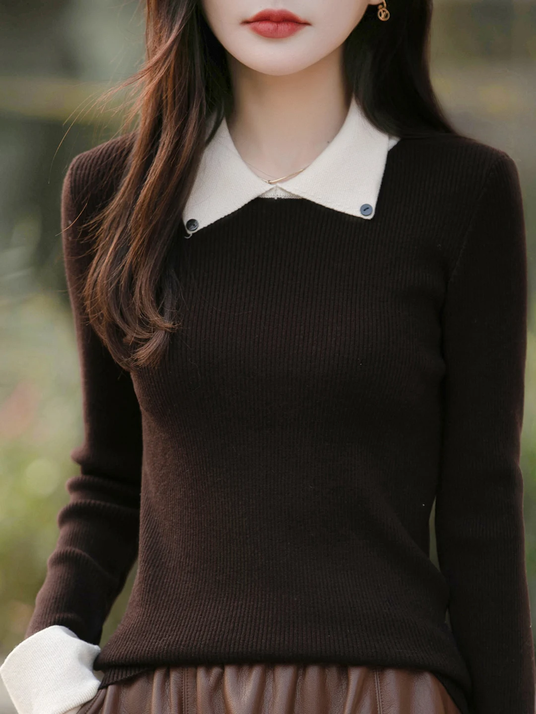 

Ele College Sle Women's Knitted Sweater Stand Collar Base irt Outerwear Color Blo Design Faionable Winter Warmth