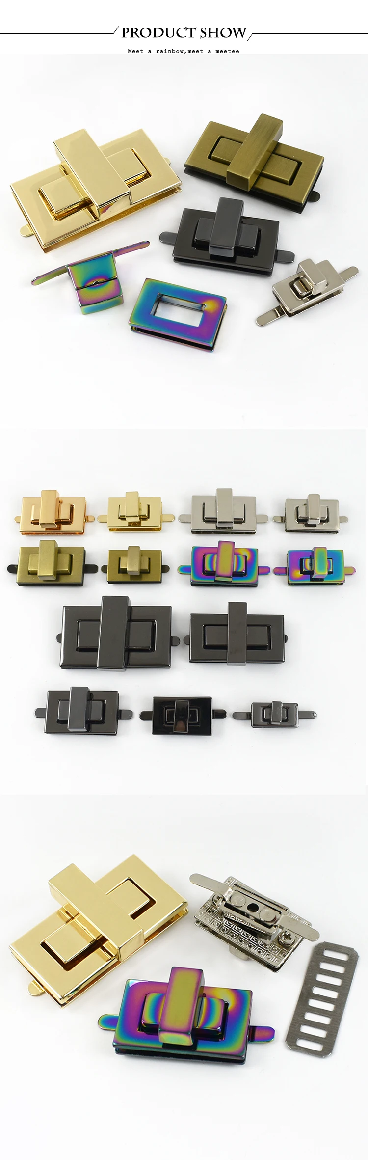 2Pcs Deepeel Metal Lock Buckle Bag Turn Twist Locks Clasp Handbag Purse Decoration Closure Buckles Bags Latch DIY Accessories