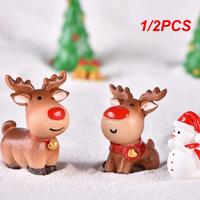 Christmas Figurines Dollhouse Ornament Home Decorations Fairy Garden Micro Landscape Deer Xmas Tree Santa Claus Snowman