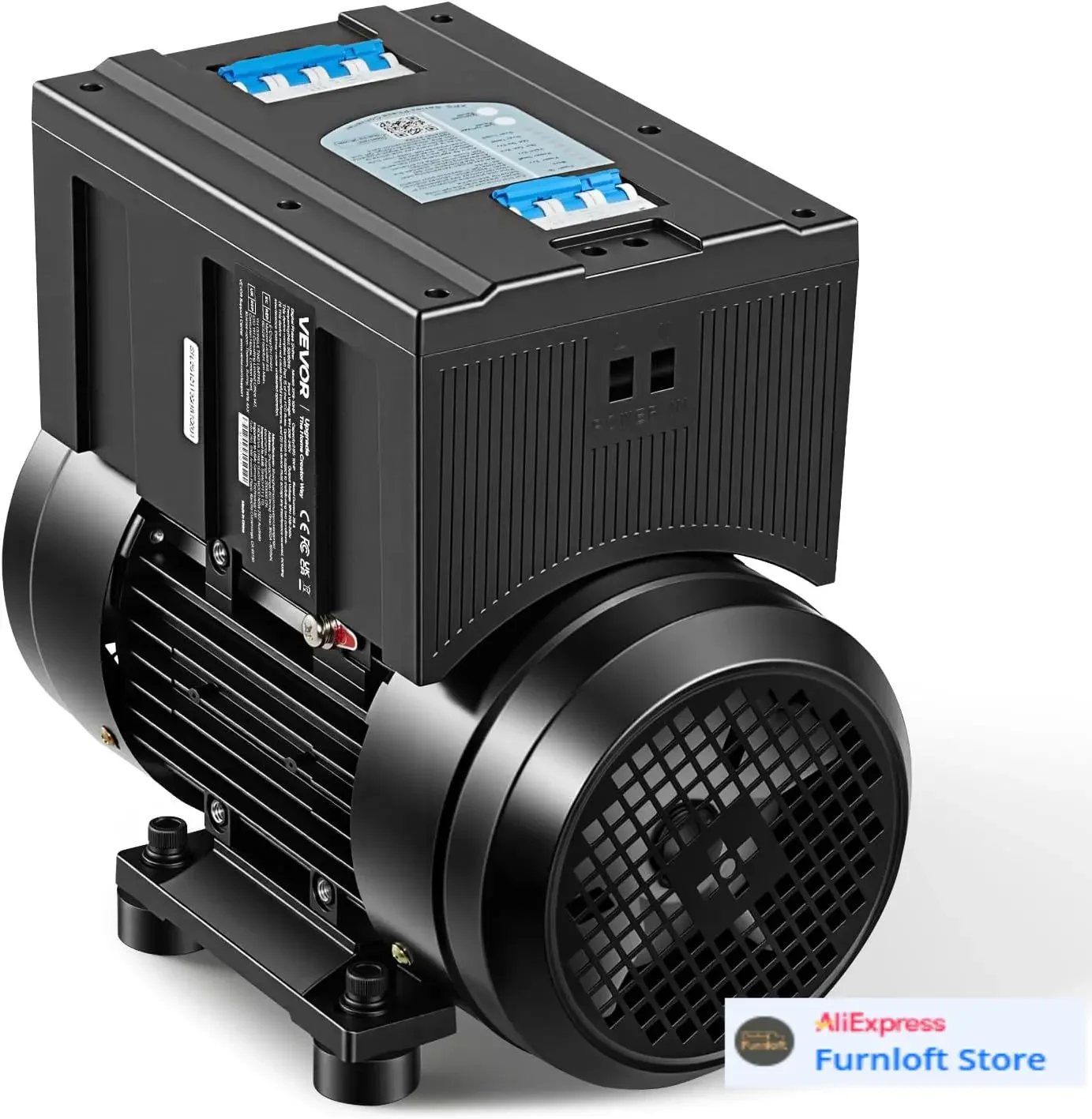 Single Phase to 3-Phase Rotary Converter, 2.5HP 7A 208-240V Input/Output Rotary Phase Converter - Expandable to Higher