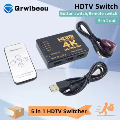 HDMI-compatible Switch 4K Switcher 5 In 1 Out Full HD 1080P Video Cable Splitter 1x5 Hub Adapter Converter For TV Box HDTV PC