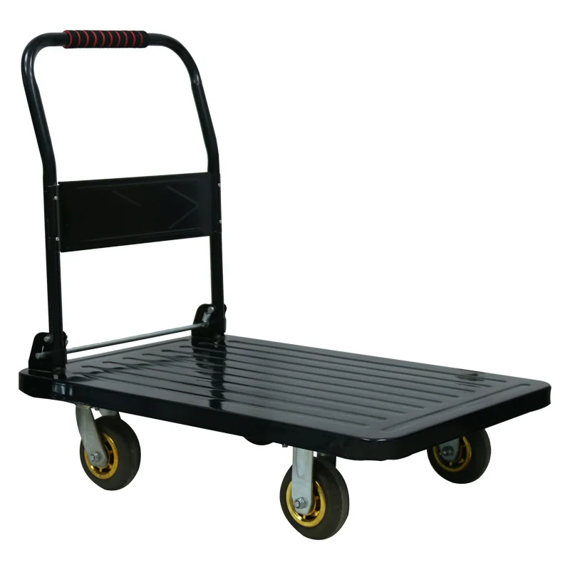 

Flatbed Cart Folding Silent Trolley Household Pull Trolley Handling Four-Wheeled Small Trailer Foldable Pull Truck