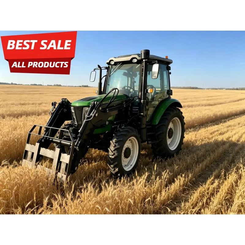 Compact 50HP Farm Tractor with Front Pallet Fork Attachment, Multifunctional Agricultural Working Machine