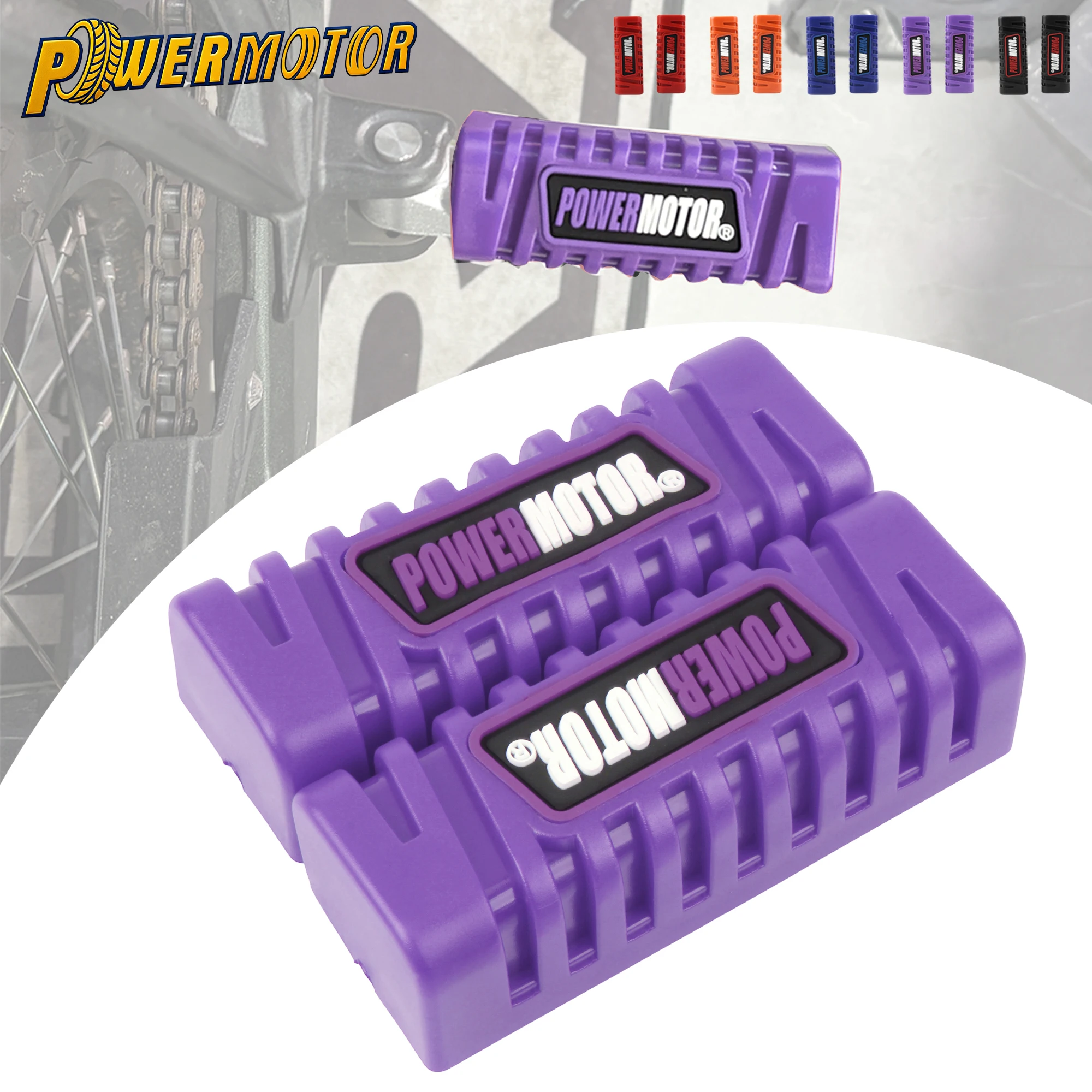 

Universal Motorcycle PowerMotor Pedal Pads Front Foot Pedal Rubber Cover Anti-slip Wear-resistant Footrests Mat Decorative Parts