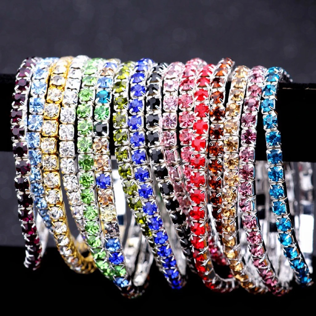 10/20pcs Cute Sweet Strectable Colorful Crystal Bracelets Mix Women Children Fashion CZ Friend Holiday Party Gift Diameter 5cm