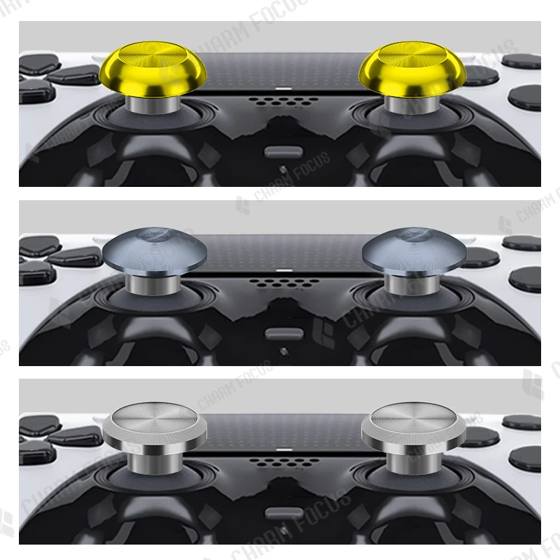 Tapas de Joystick de Metal 10 en 1 para controlador de borde PS5, 6 palos de intercambio, 4 reemplazos de botones de gatillo de paleta trasera de Metal