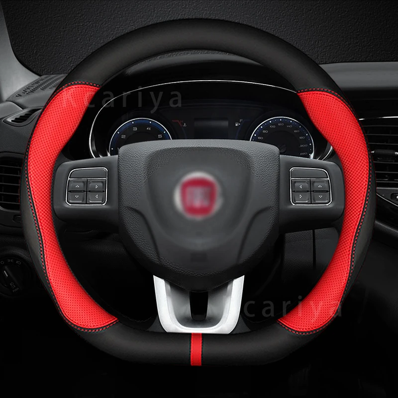 Car Steering Wheel Protective Cover Anti Slip Embossed For Fiat 500 Punto Panda Doblo Stilo Bravo Freemont Ducato FR Abarth Argo