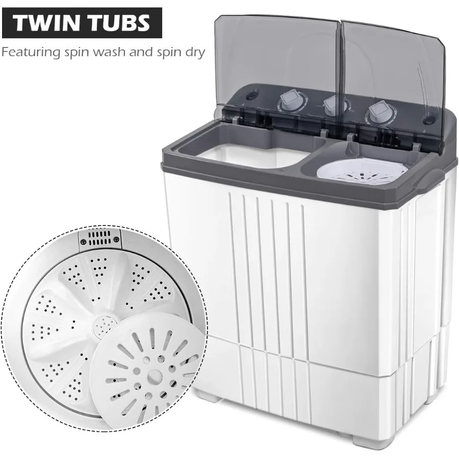 حوض مزدوج للغسالة المحمولة بسعة إجمالية 20 رطل يتميز بغسالة غسيل مدمجة سعة 12 رطلًا ودوار (8 رطل) متين D