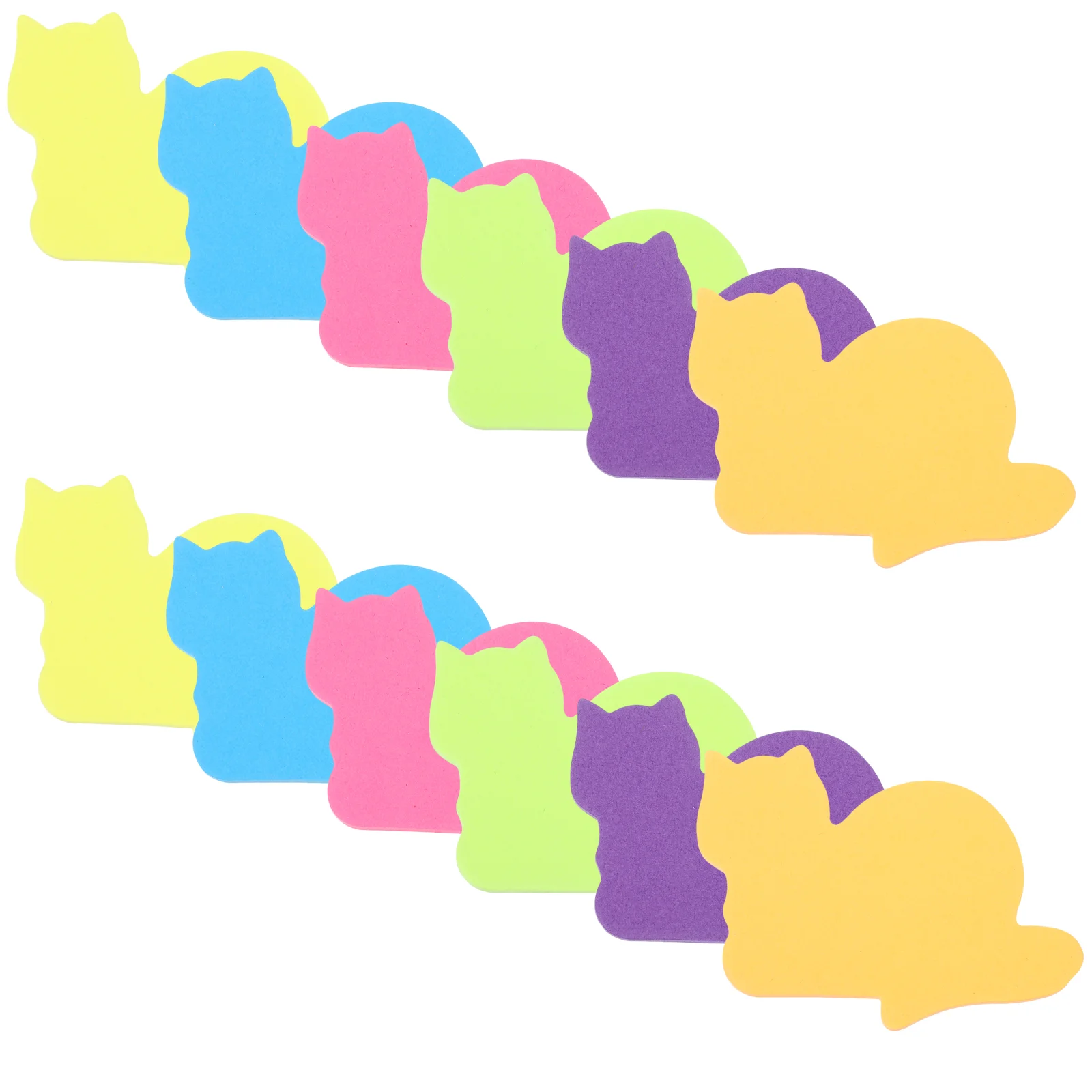 12 Pcs Cat Shaped Paper Adhesive Memo Pad Sticker Animal Themed Stationery Portable Planner Stickers Computer