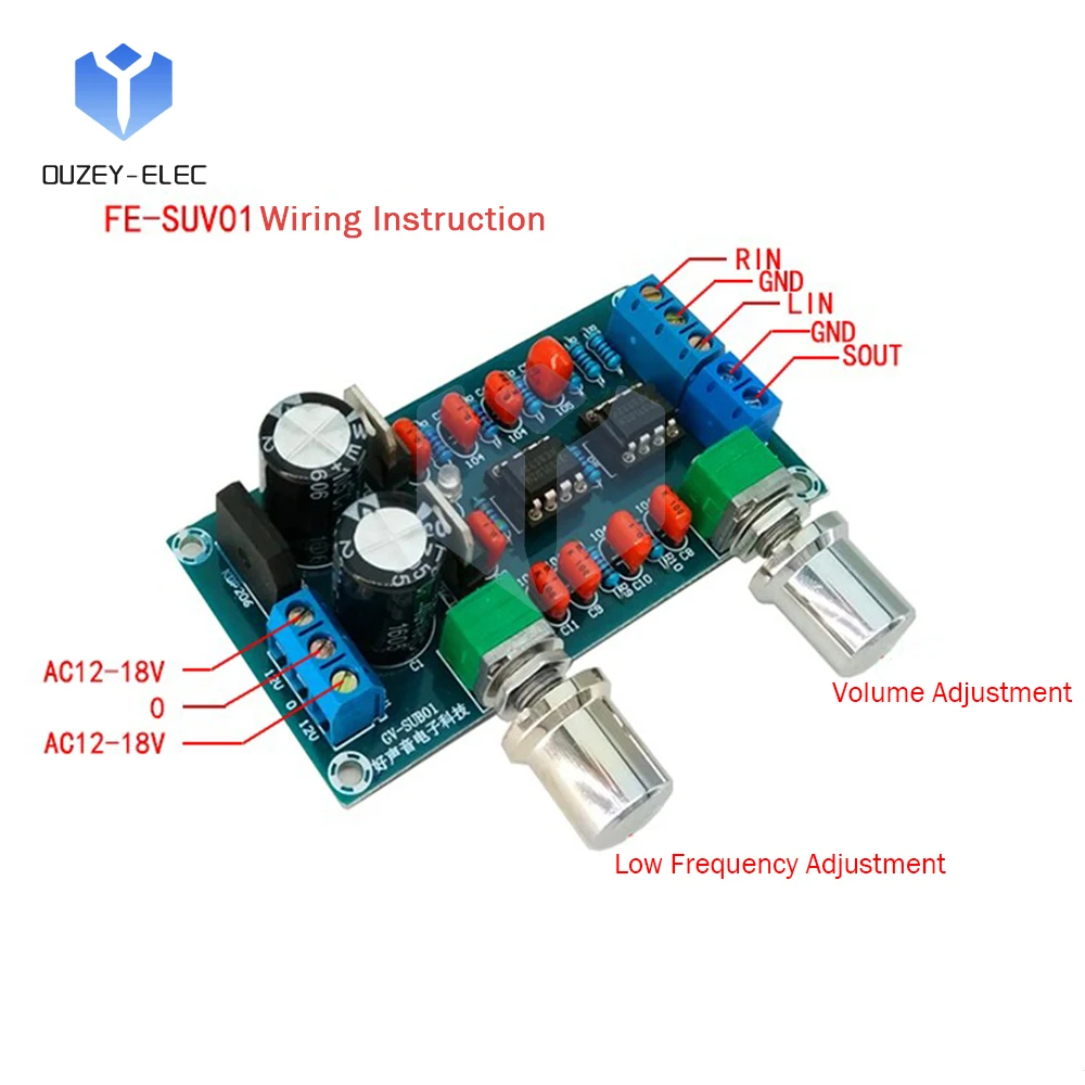 NE5532 Preamp Board Tone Board Low Pass Filter Board 2.1 Channel Subwoofer Dual Power Supply AC 9-15V