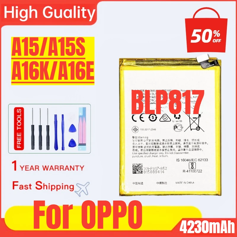 

BLP817 for OPPO A15/A15S/A16K/A16E Mobile Phone Battery High Quality High Capacity Battery Replacement Bateria