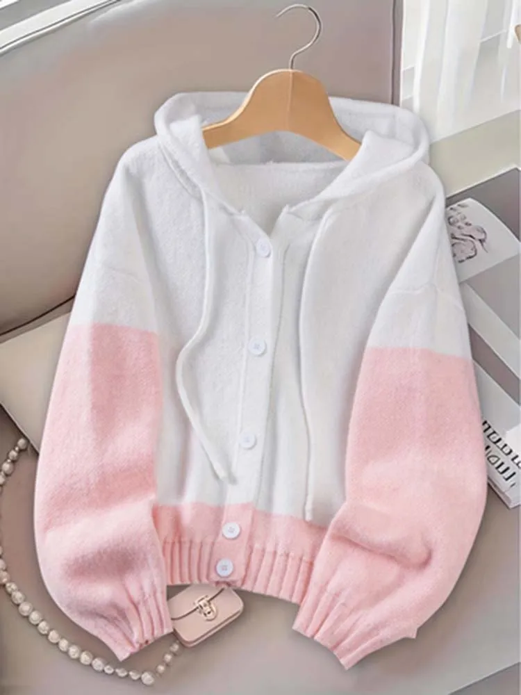 

Женский повседневный кардиган с V-образным вырезом и длинными рукавами, модный и универсальный, омолаживающий и свободного кроя.