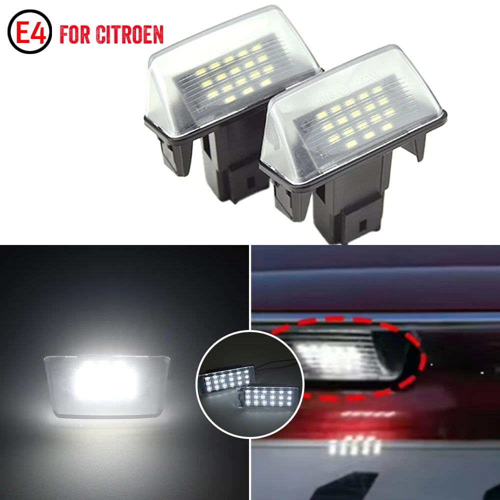 لوحة ترخيص السيارة ضوء LED 12 فولت مقاوم للماء سطوع عالية لسيتروين C3 بيكاسو 2009-2012 نموذج أضواء لوحة الترخيص #6