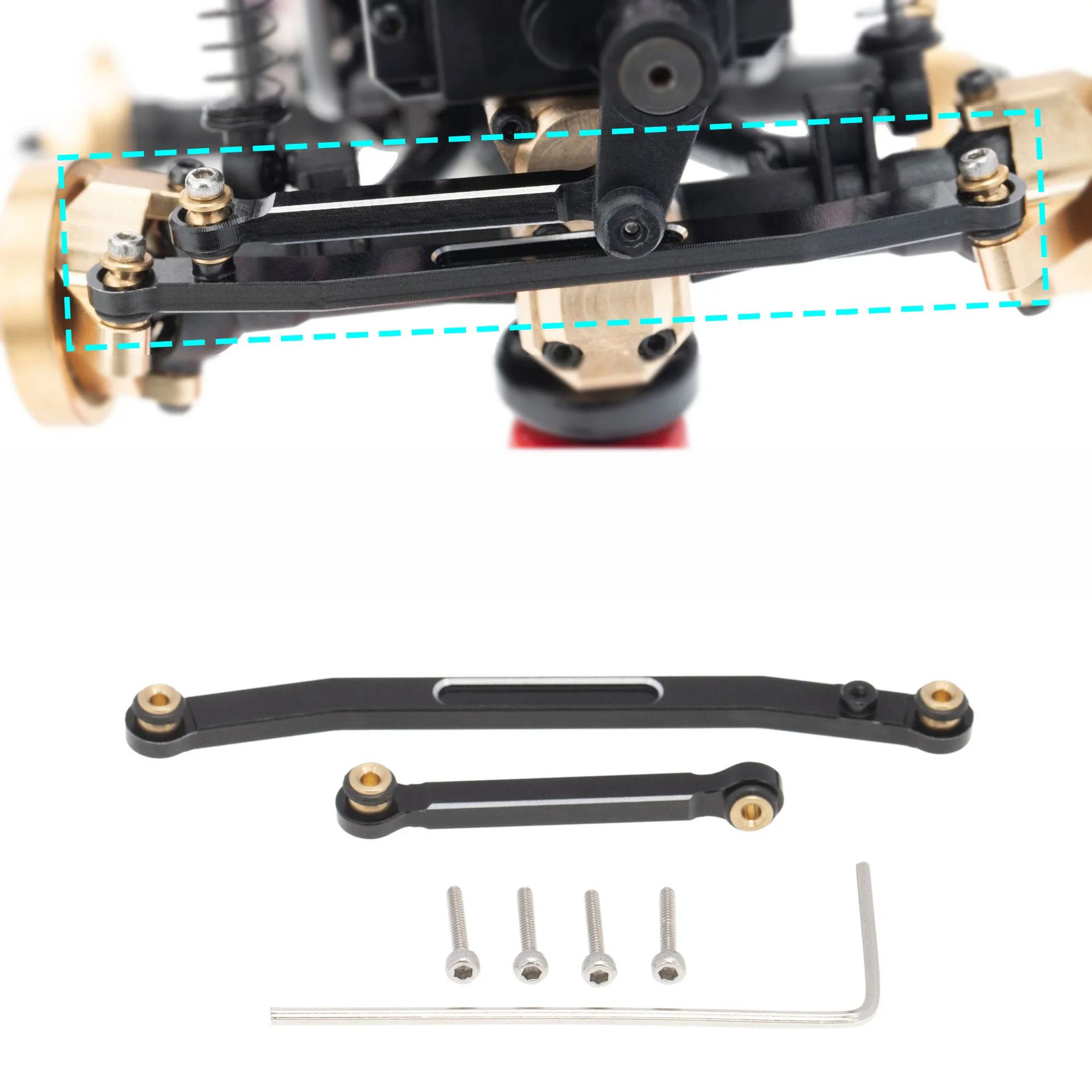 

Aluminum alloy, high fastening, steering tie rod for 1/24 RC simulation model car Axial SCX24 90081