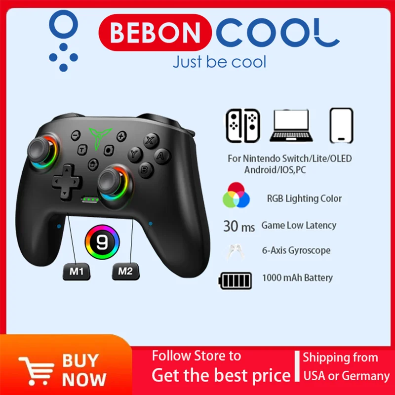 BEBONCOOL Wireless Gaming Controller for Nintendo Switch OLED Lite Android IOS Mobile Phone Wired PC Bluetooth Gamepad Joystick